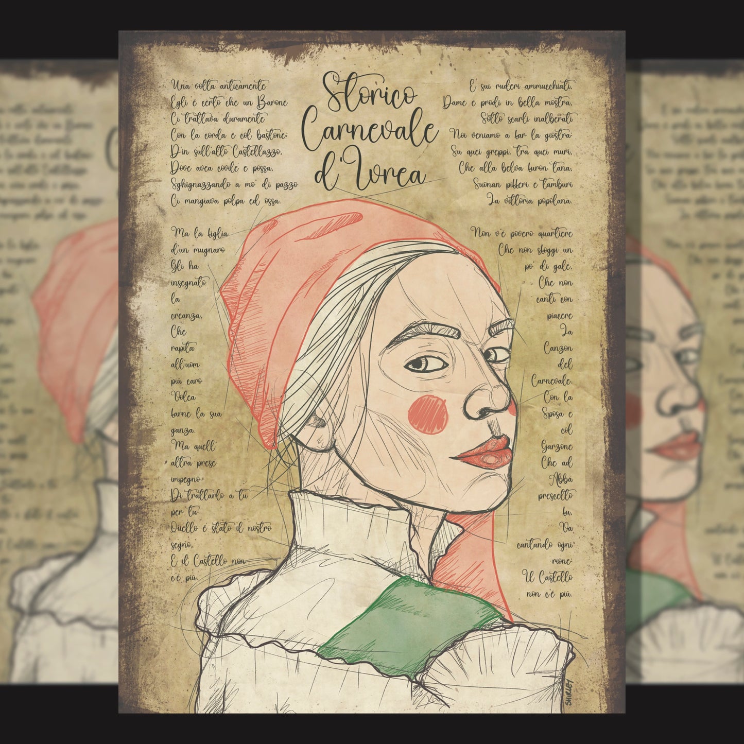 Poster artistico "Violetta e la canzone del Carnevale d'Ivrea"